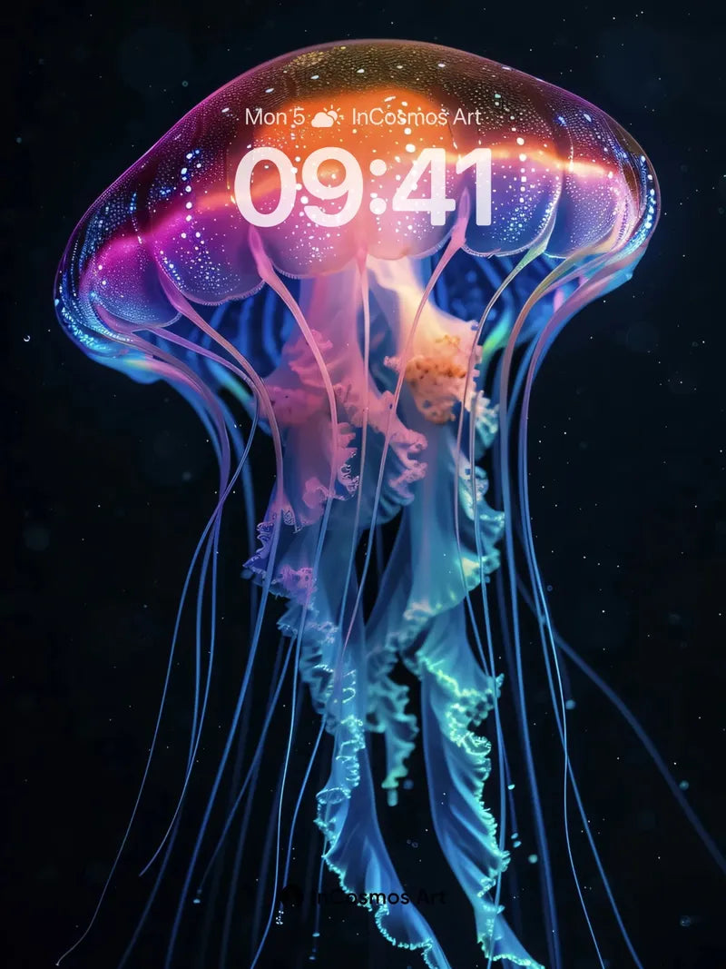 Luminous Abyss Wallpaper with Bioluminescent Veils