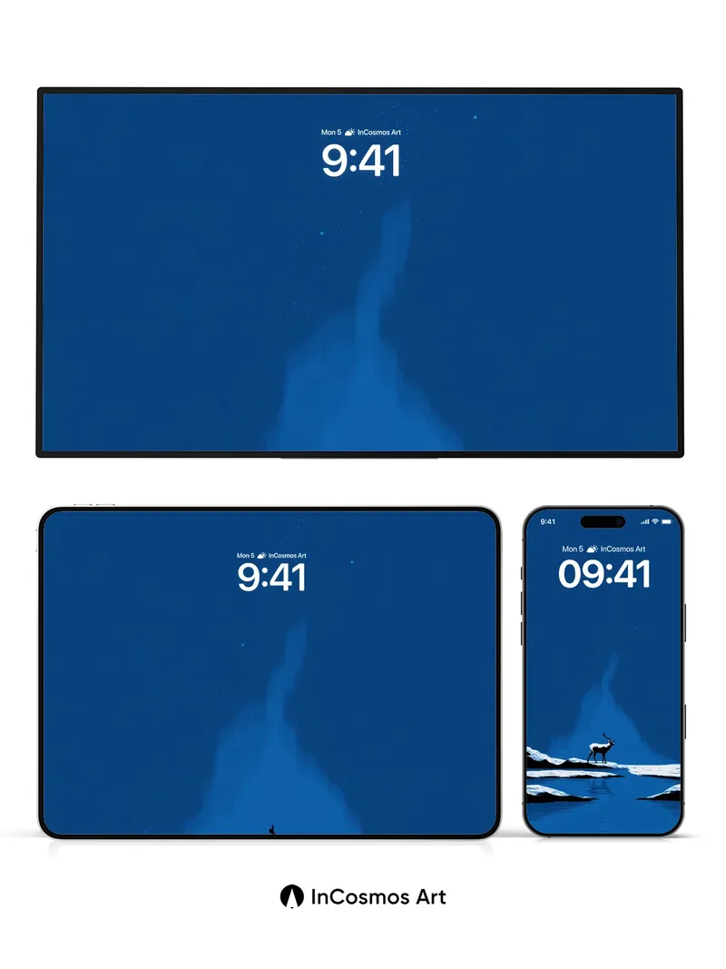 Silent Frost Wallpaper with Starlit Stag