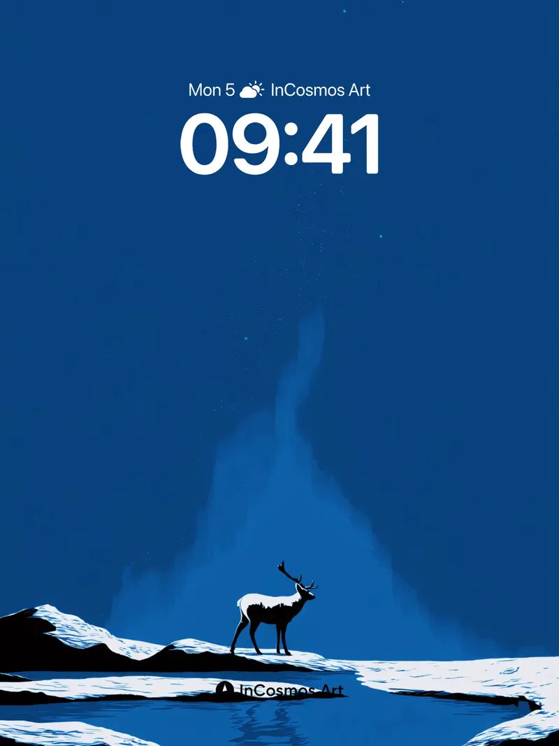 Silent Frost Wallpaper with Starlit Stag