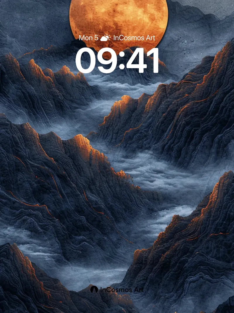 Crimson Moonlight Wallpaper with Shadowed Peaks wallpaper for iPhone, iPad & Mac