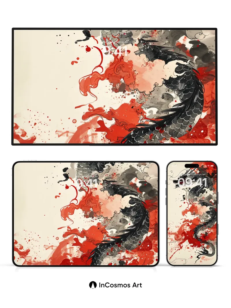 Inkstorm Dragon Wallpaper with Bloodfire Veins