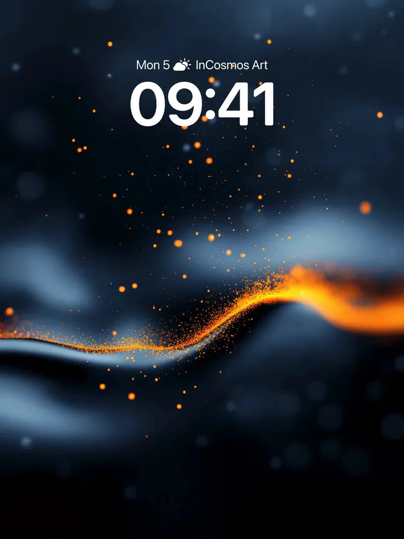 Ember Wave Wallpaper with Floating Particles