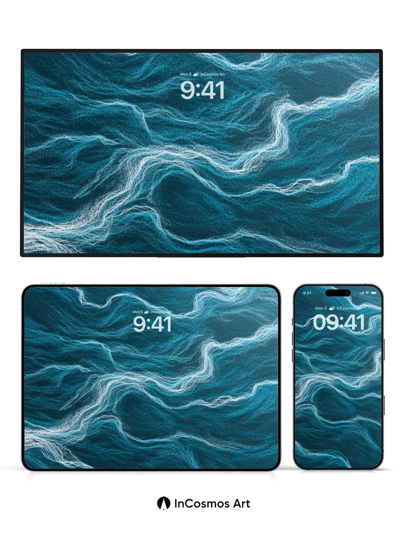 Deep Currents Wallpaper with Silver Veins