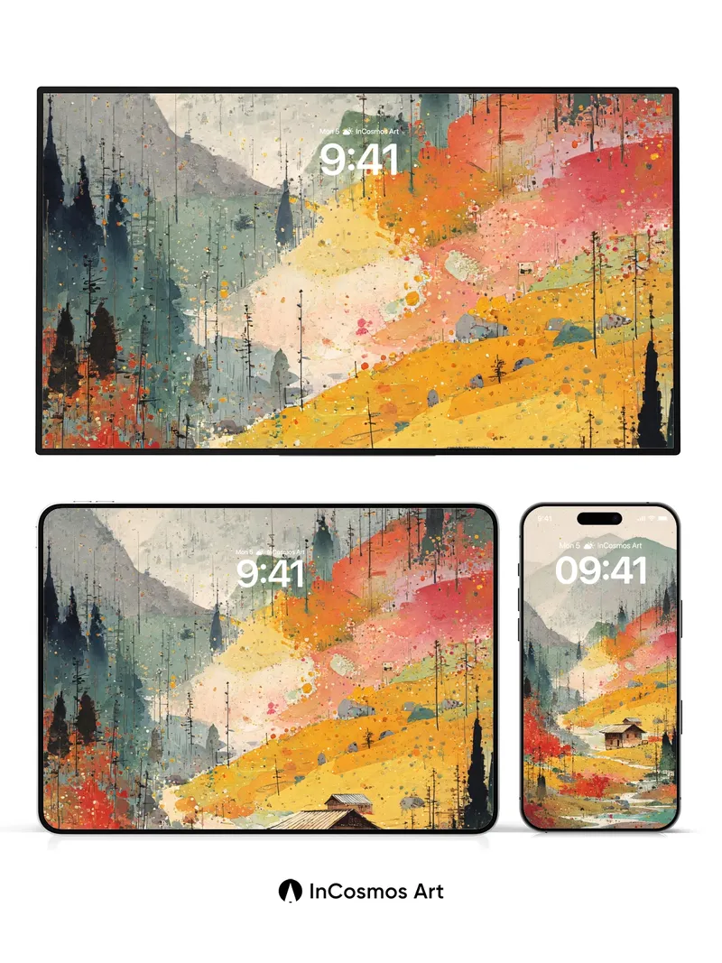 Autumn Hush Wallpaper with Whispering Pines