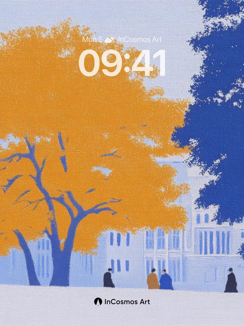 Golden Hush Wallpaper with Silent Figures