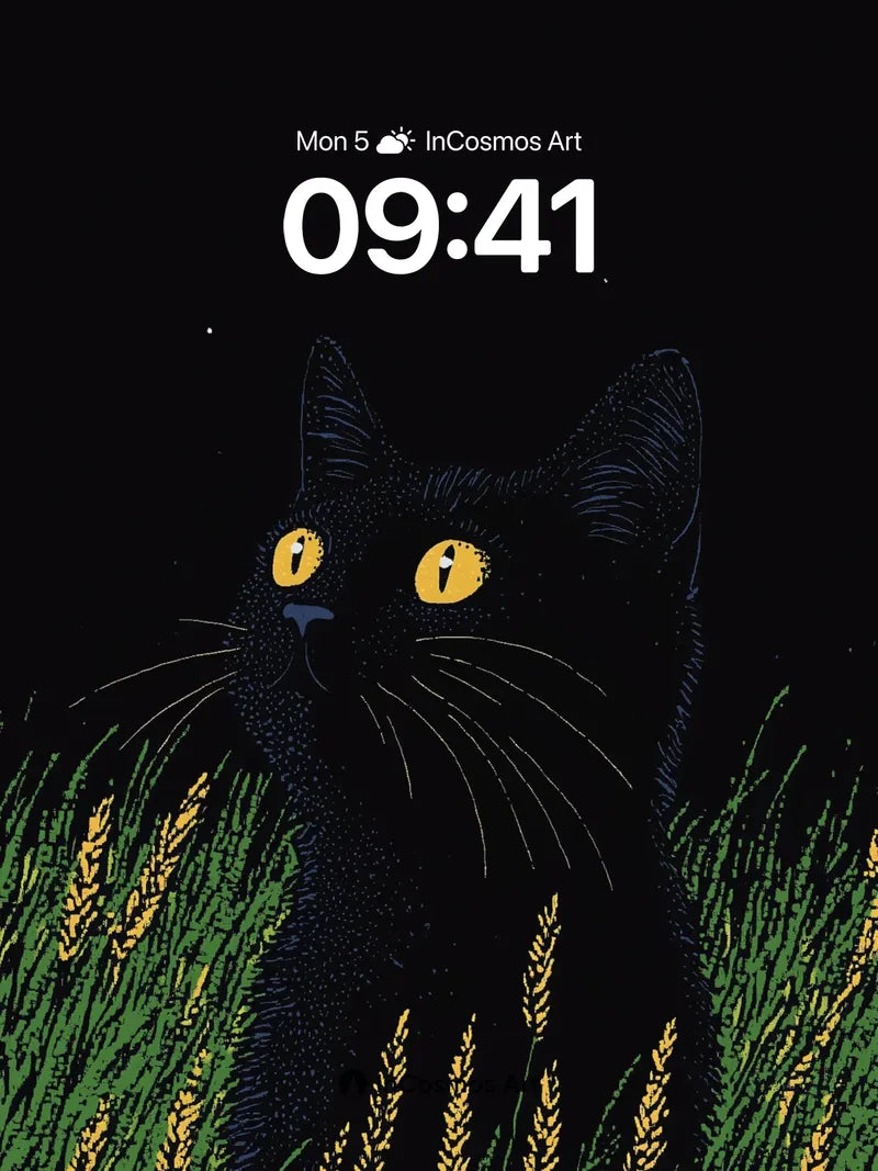 Nocturnal Whispers Wallpaper with Golden Eyes