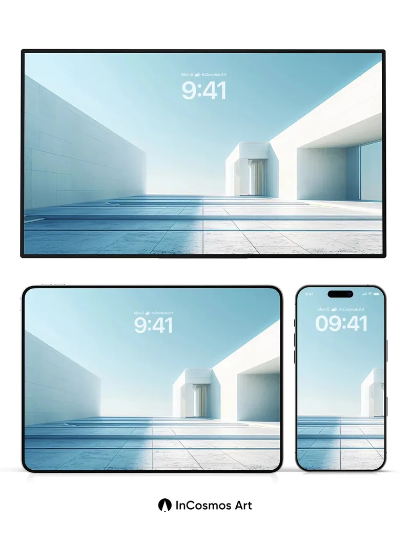 Serene Void Wallpaper with Light-etched Geometry