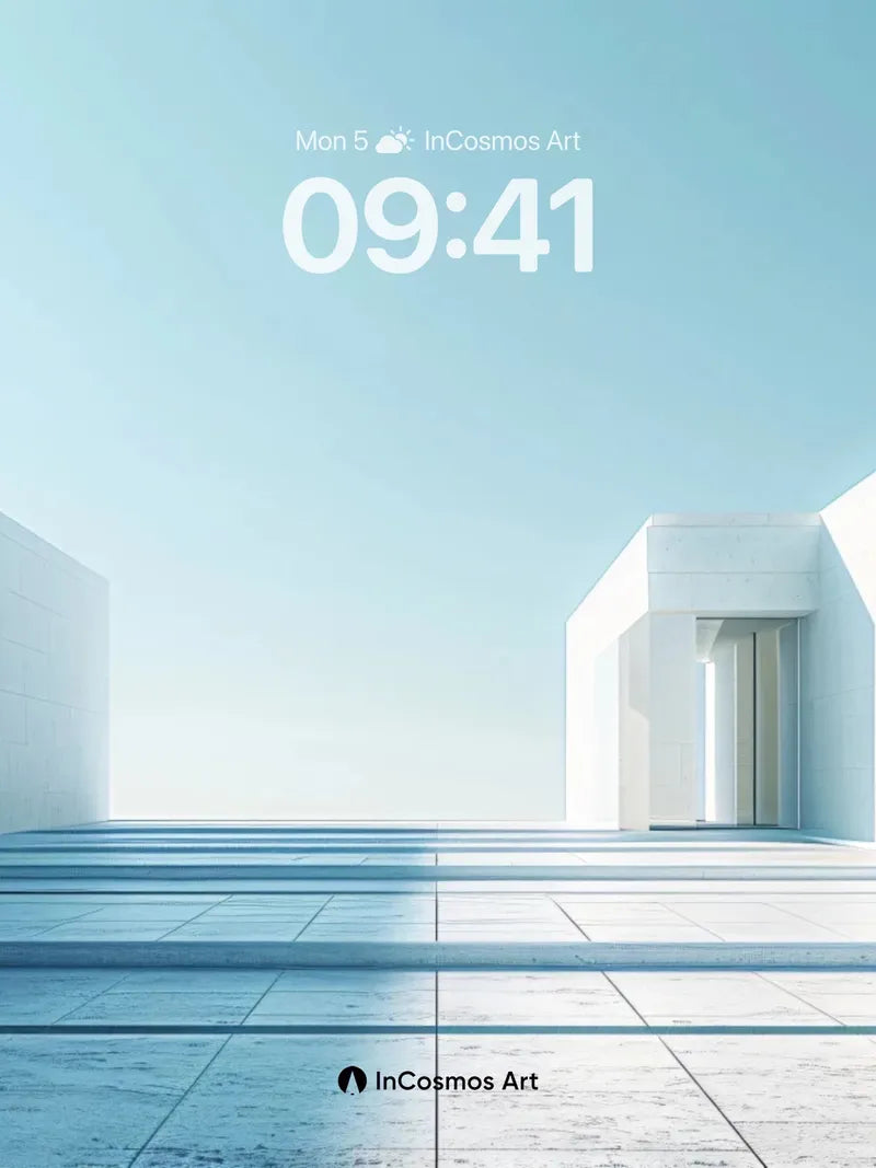 Serene Void Wallpaper with Light-etched Geometry