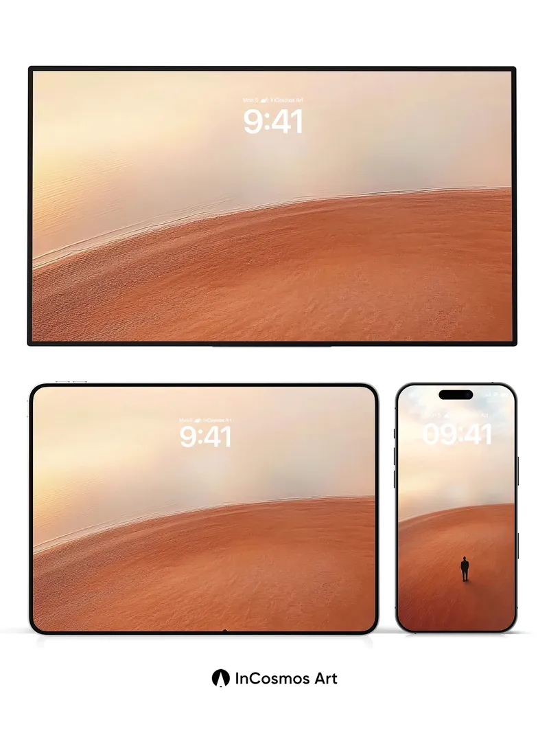 Solemn Horizon Wallpaper with Distant Silhouette