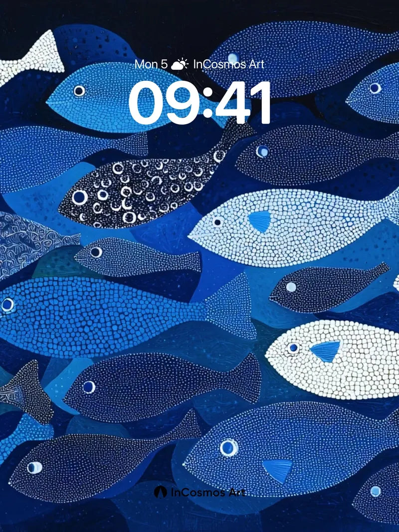 Deep Sea Whisper Wallpaper with Polka-Dot Fish