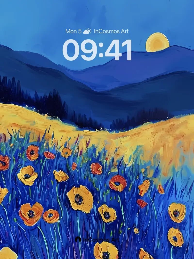 Midnight Bloom Wallpaper with Golden Moonlight