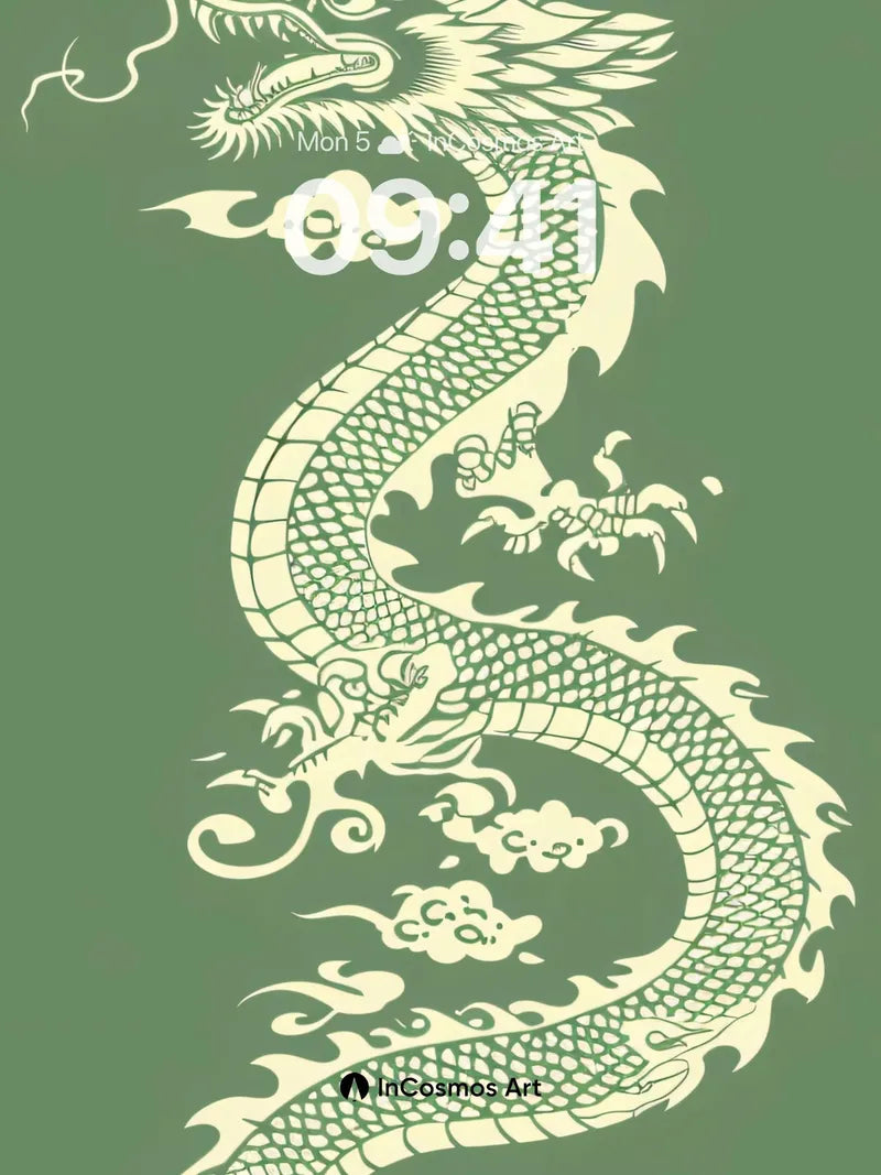 Emerald Serpent Wallpaper with Cloud Whispers