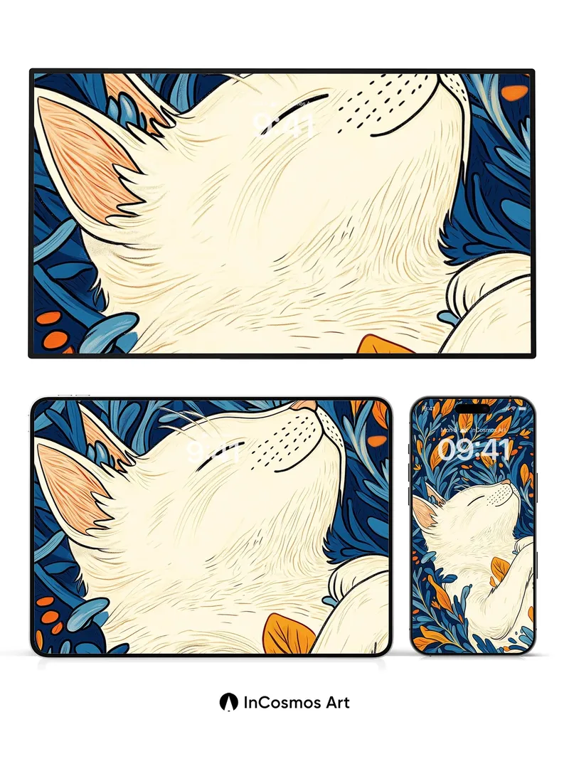 Serenity Cat Wallpaper with Autumn Whispers