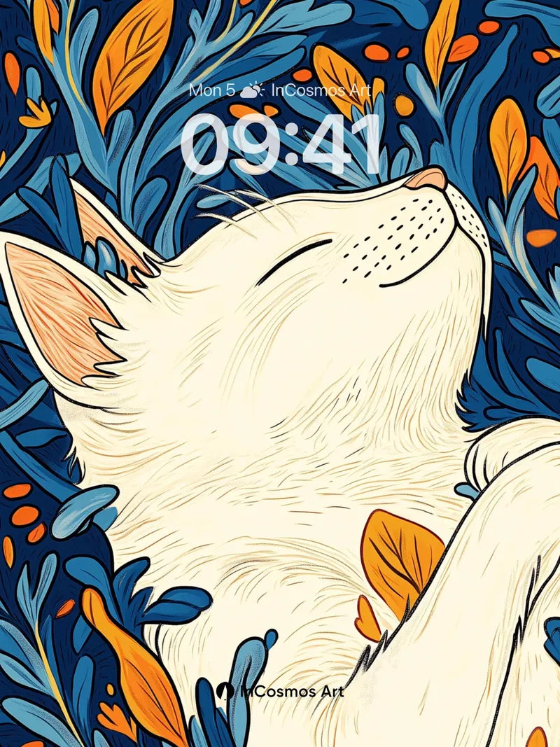 Serenity Cat Wallpaper with Autumn Whispers