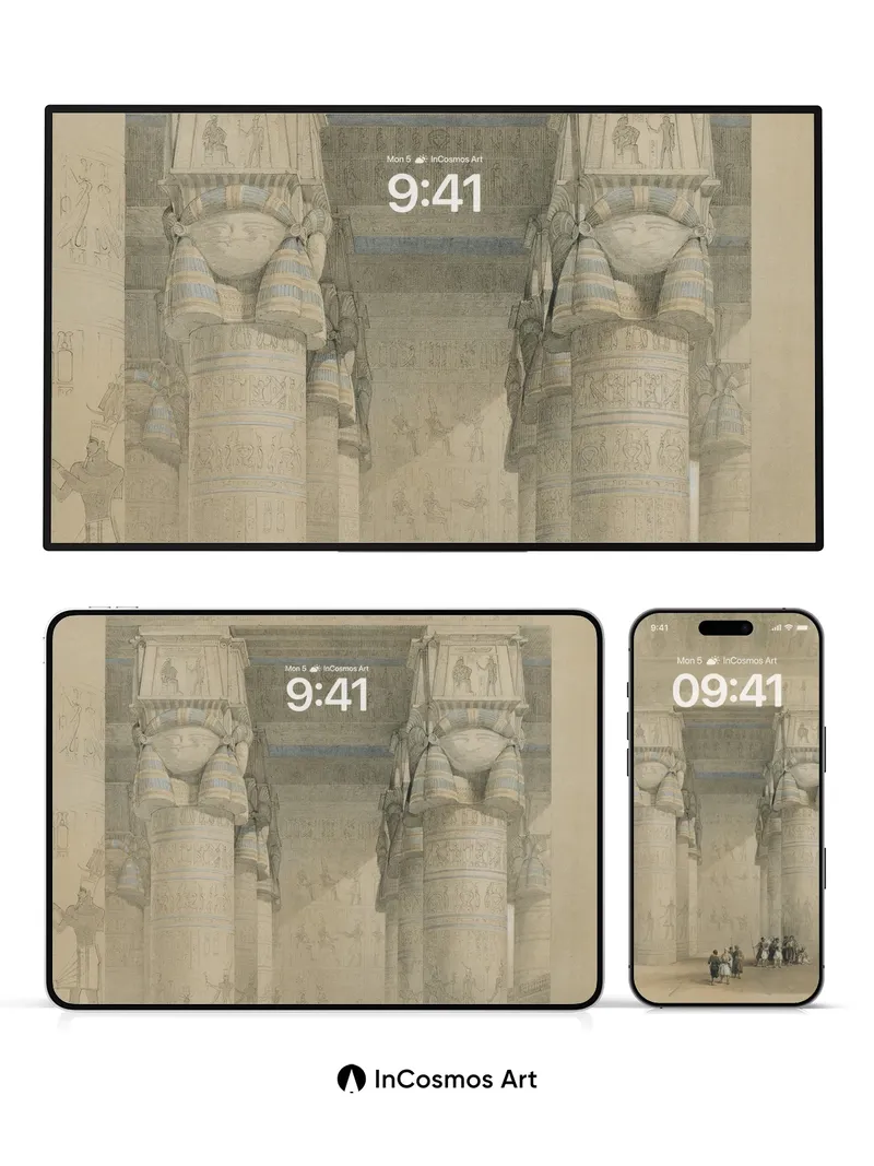 Echoes of Stone Wallpaper with Hieroglyphic Whispers