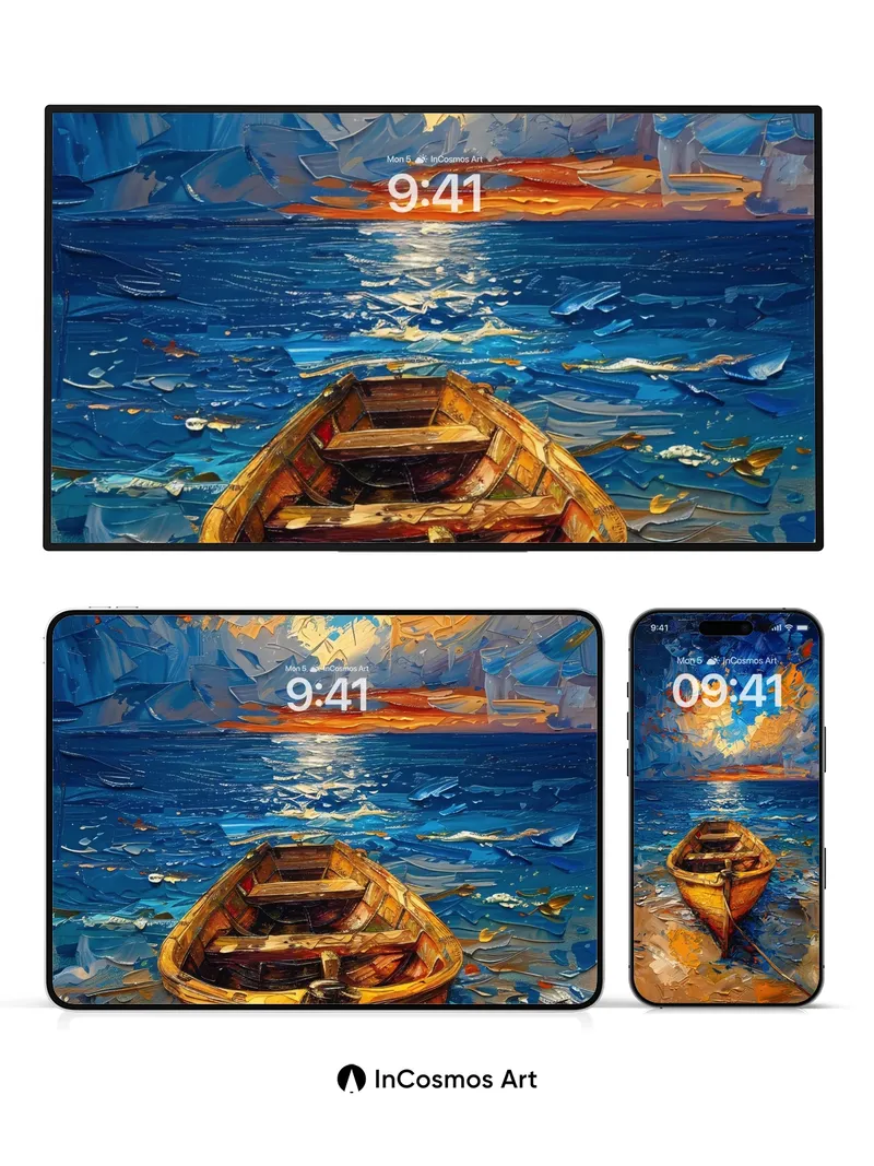 Golden Solitude Wallpaper with Van Gogh Sky