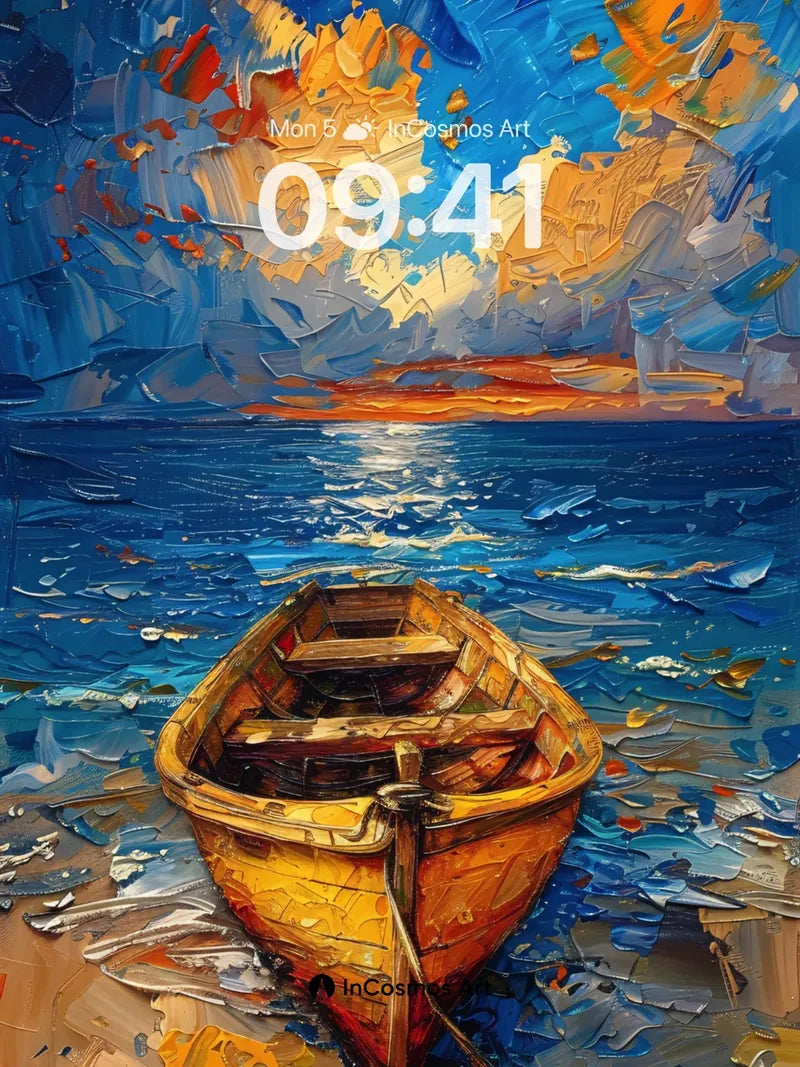 Golden Solitude Wallpaper with Van Gogh Sky