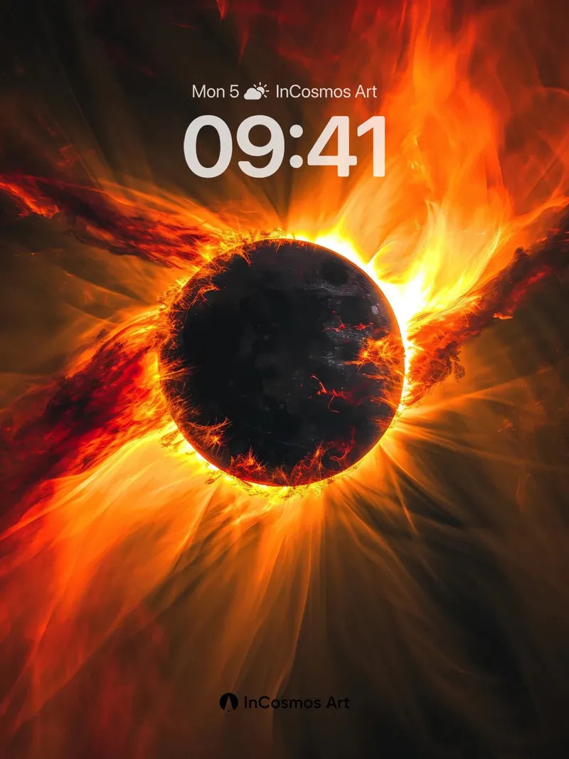 Inferno Eclipse Wallpaper with Solar Veins wallpaper for iPhone, iPad & Mac