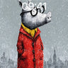 Snowbound Piglet Wallpaper with City Silhouettes wallpaper for iPhone, iPad & Mac
