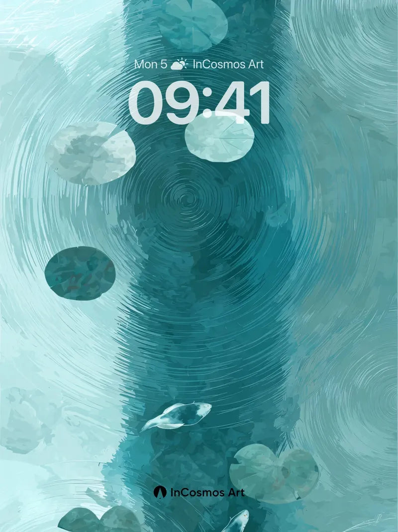 Serene Waterlily Wallpaper with Floating Currents