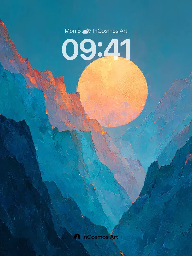 Serene Mountain Moonrise Wallpaper in Cool Tones wallpaper for iPhone, iPad & Mac