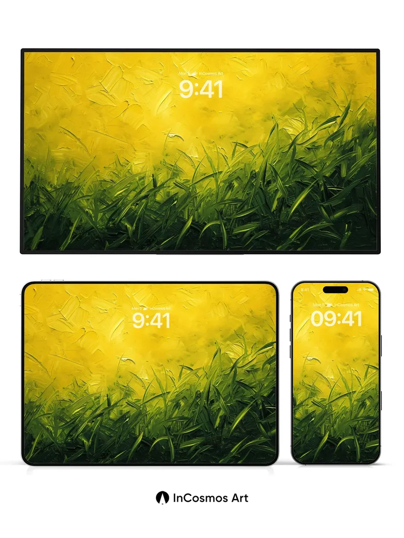 Golden Hush Wallpaper with Living Grass