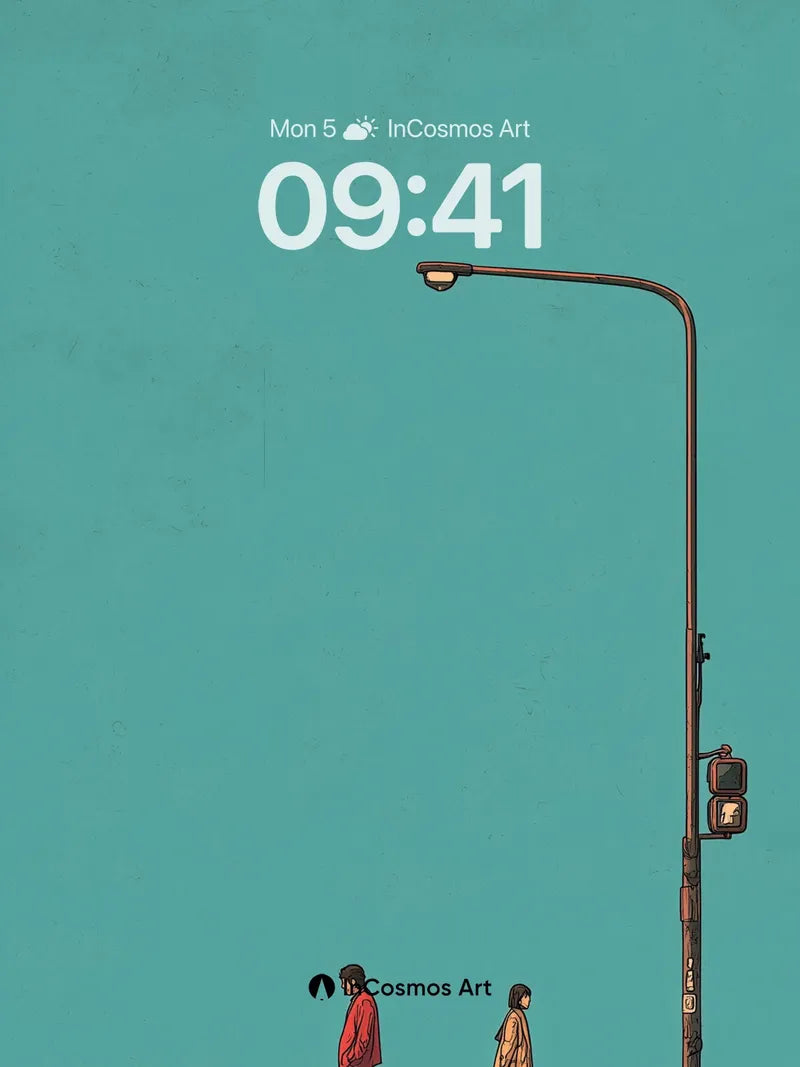 Quiet Walk Wallpaper with Turquoise Sky wallpaper for iPhone, iPad & Mac