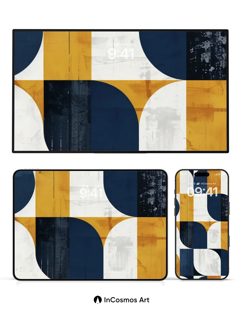 Midcentury Geometry Wallpaper with Textured Depth