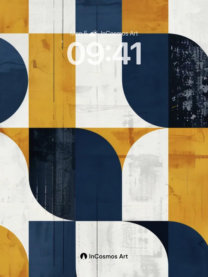 Midcentury Geometry Wallpaper with Textured Depth