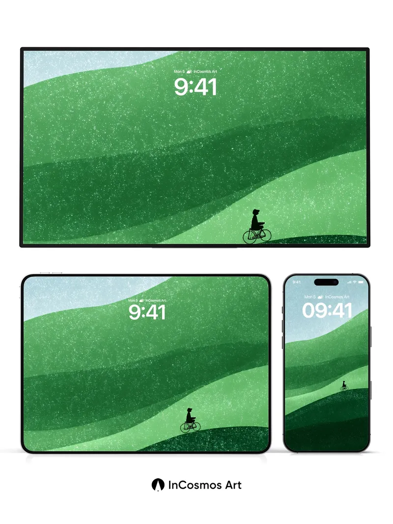 Serenity Ridge Wallpaper with Silent Cyclist