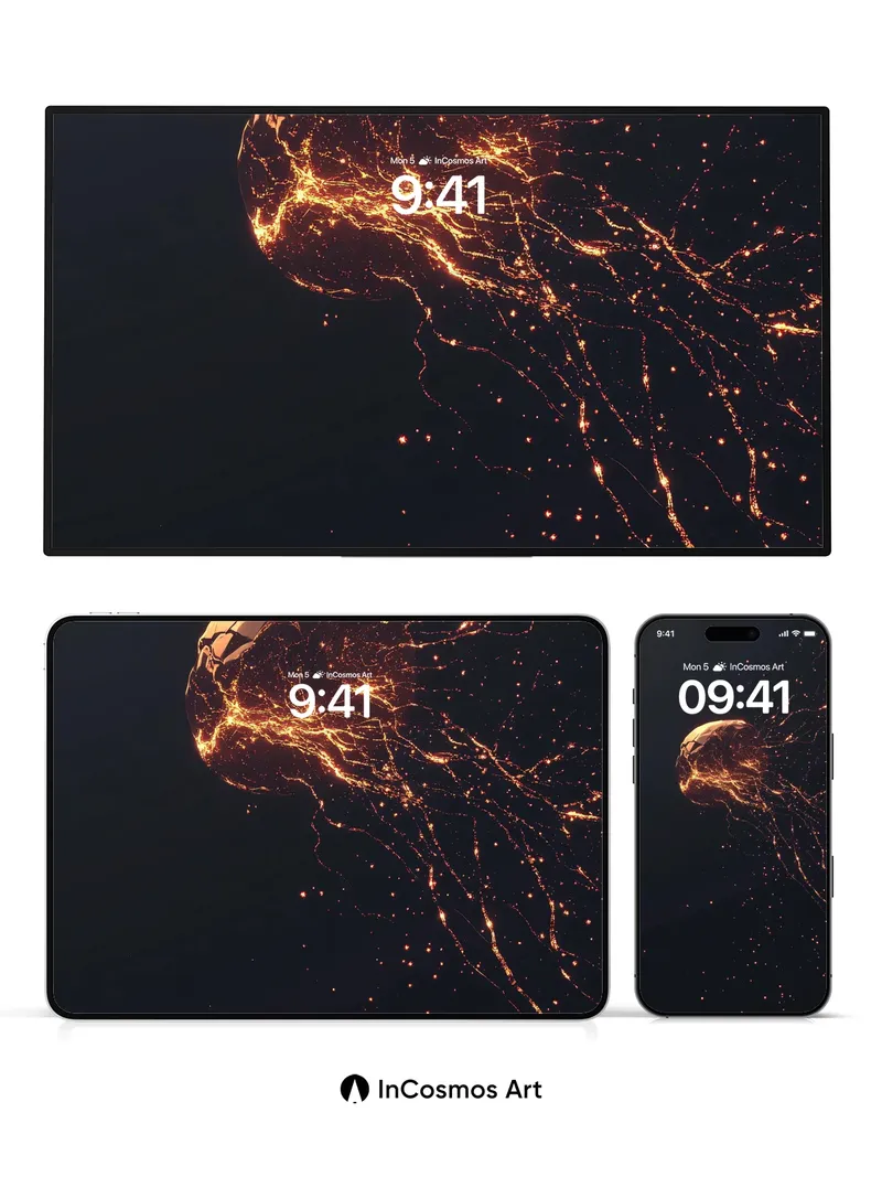 Luminous Abyss Wallpaper with Fractal Veins