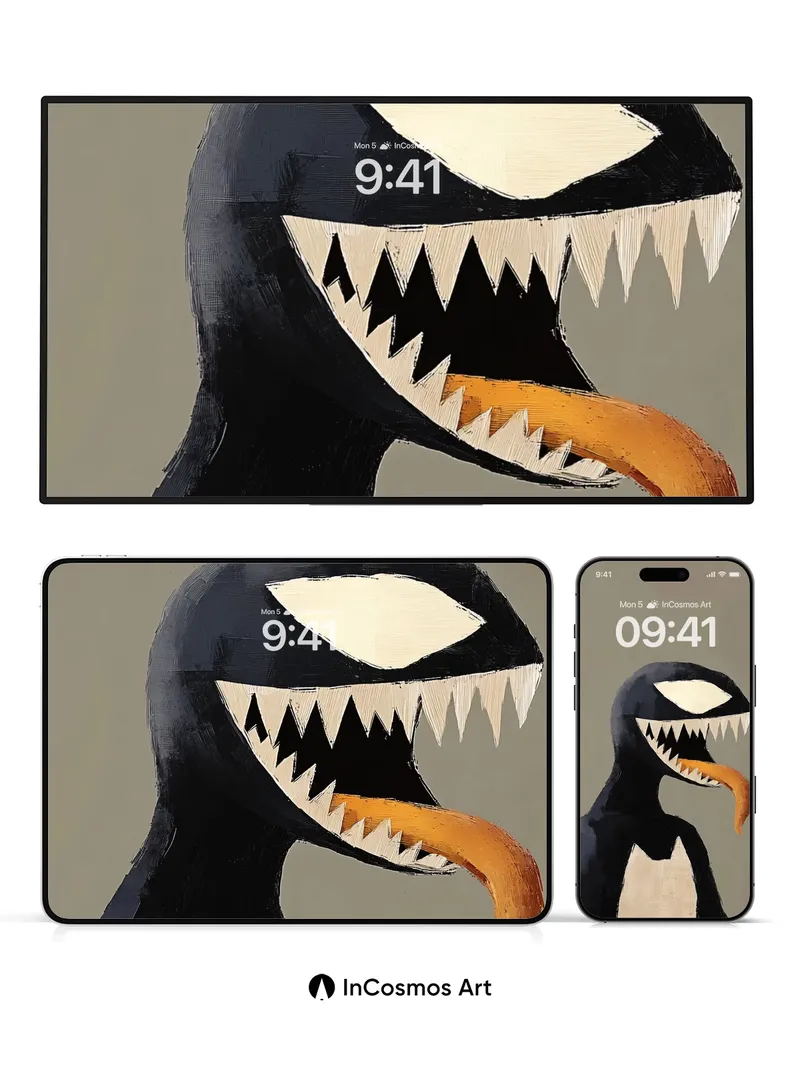 Surreal Penguin Wallpaper with Venomous Smile