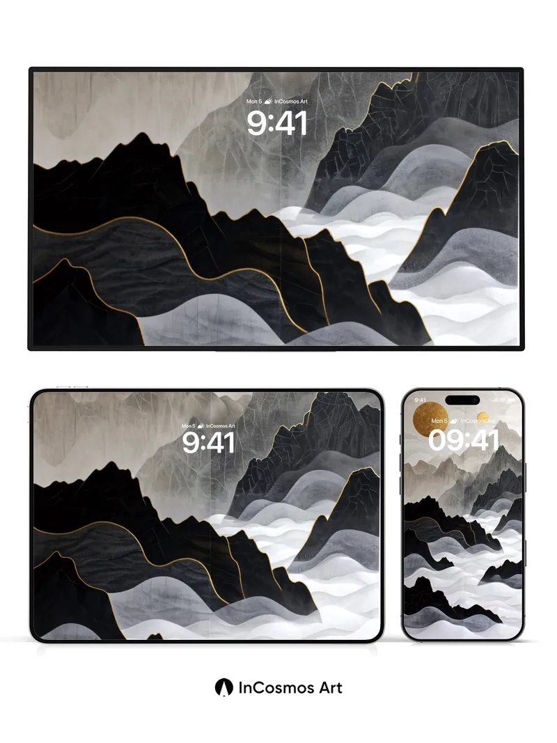 Golden Hush Wallpaper with Mountain Veils