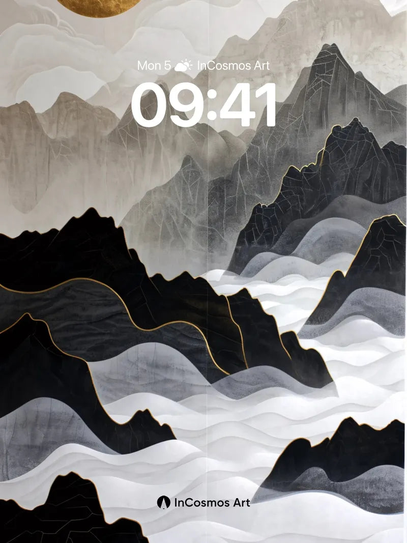 Golden Hush Wallpaper with Mountain Veils