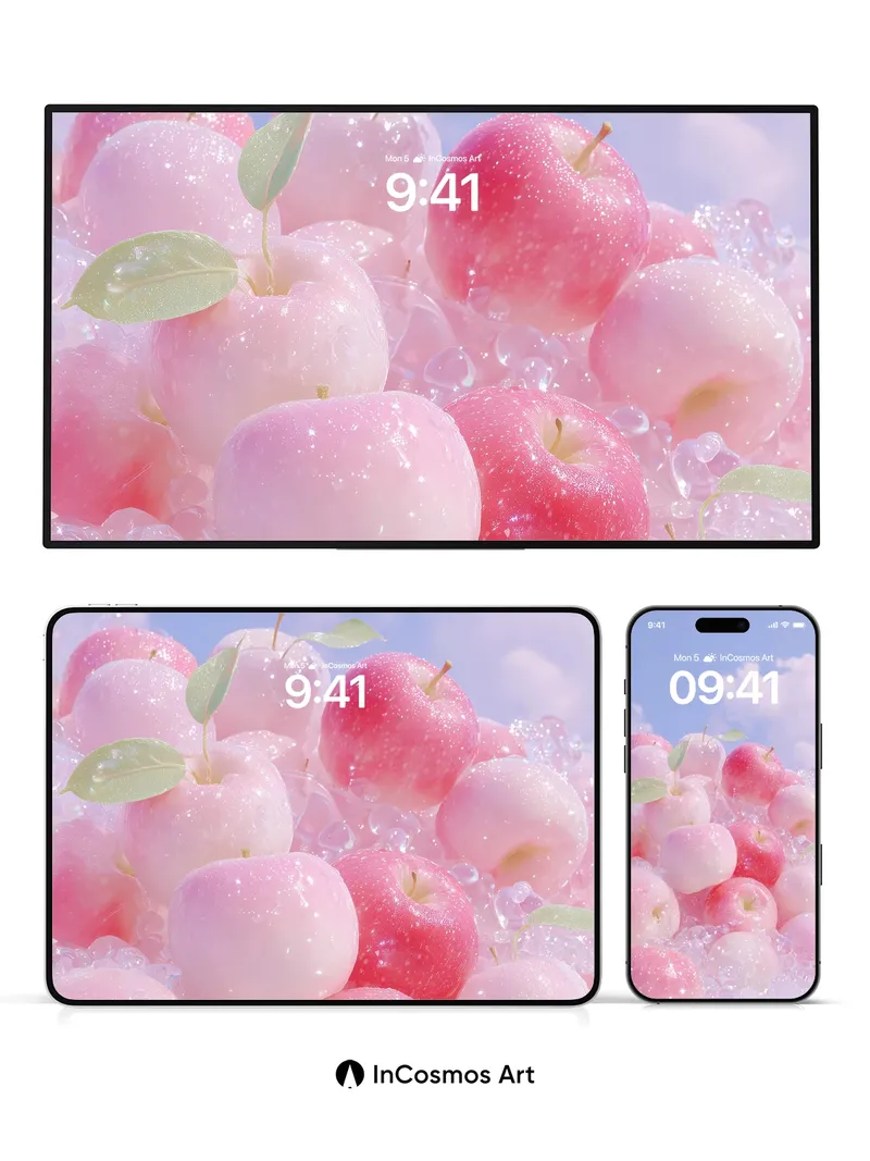 Gleaming Apple Bloom Wallpaper with Crystal Dew