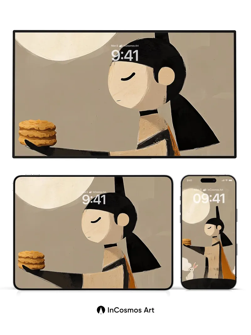 Serene Moonlight Wallpaper with Cookie Offering