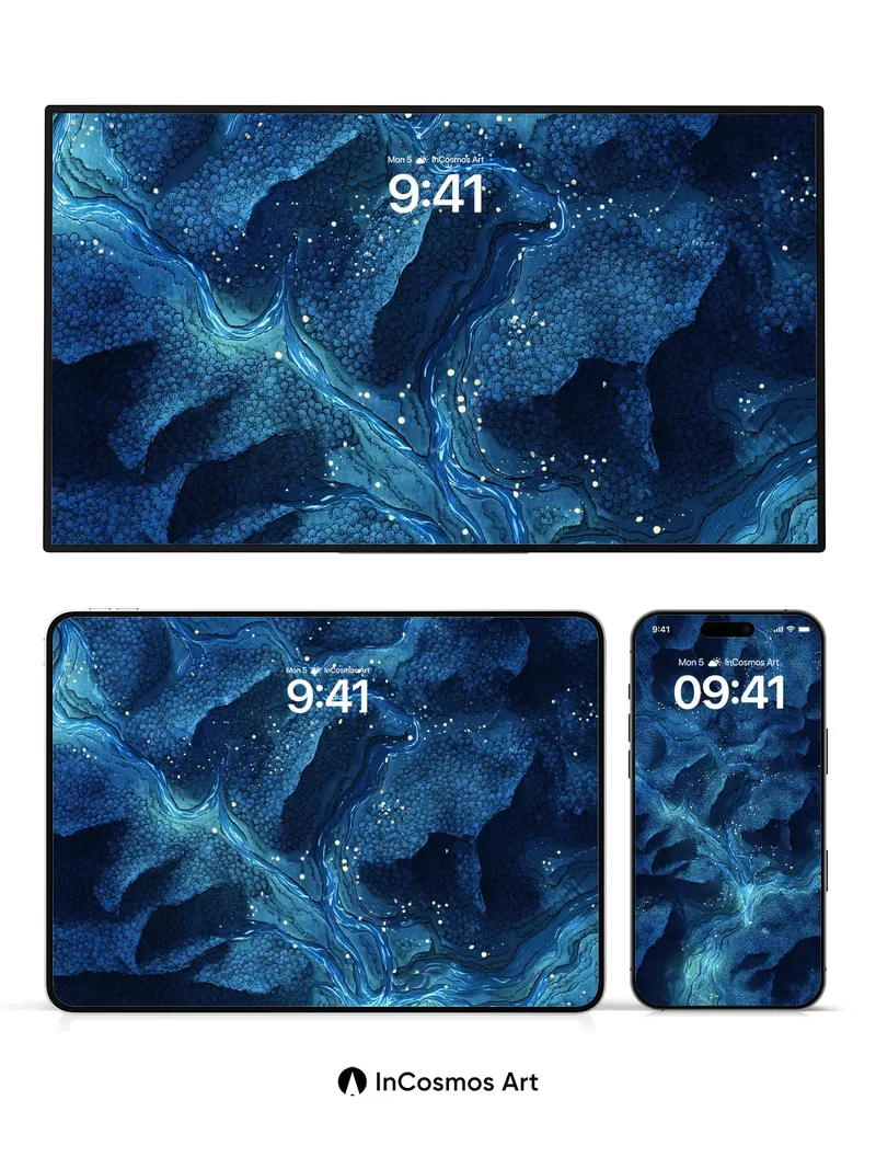 Luminous River Wallpaper with Starlit Veins