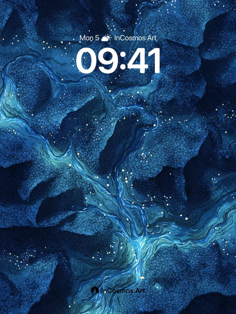 Luminous River Wallpaper with Starlit Veins