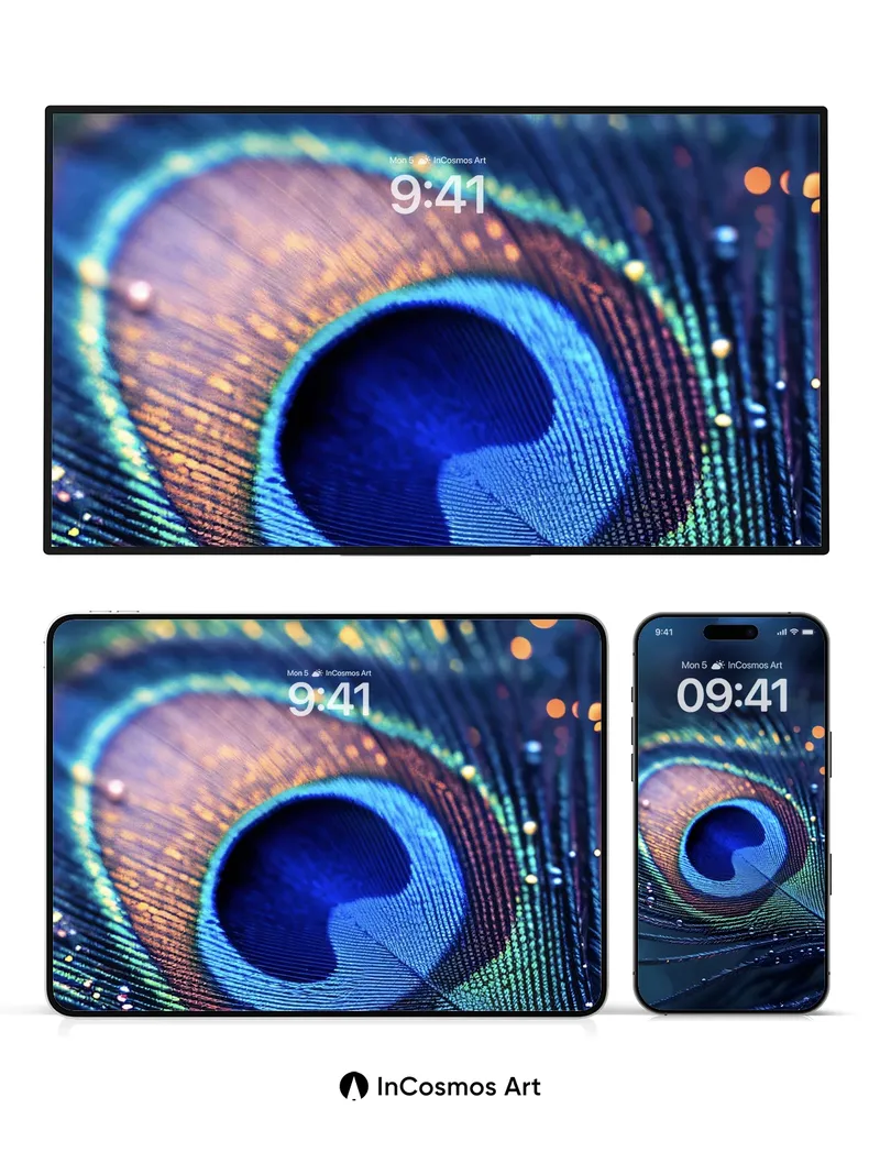 Iridescent Eye Wallpaper with Dewdrop Whispers