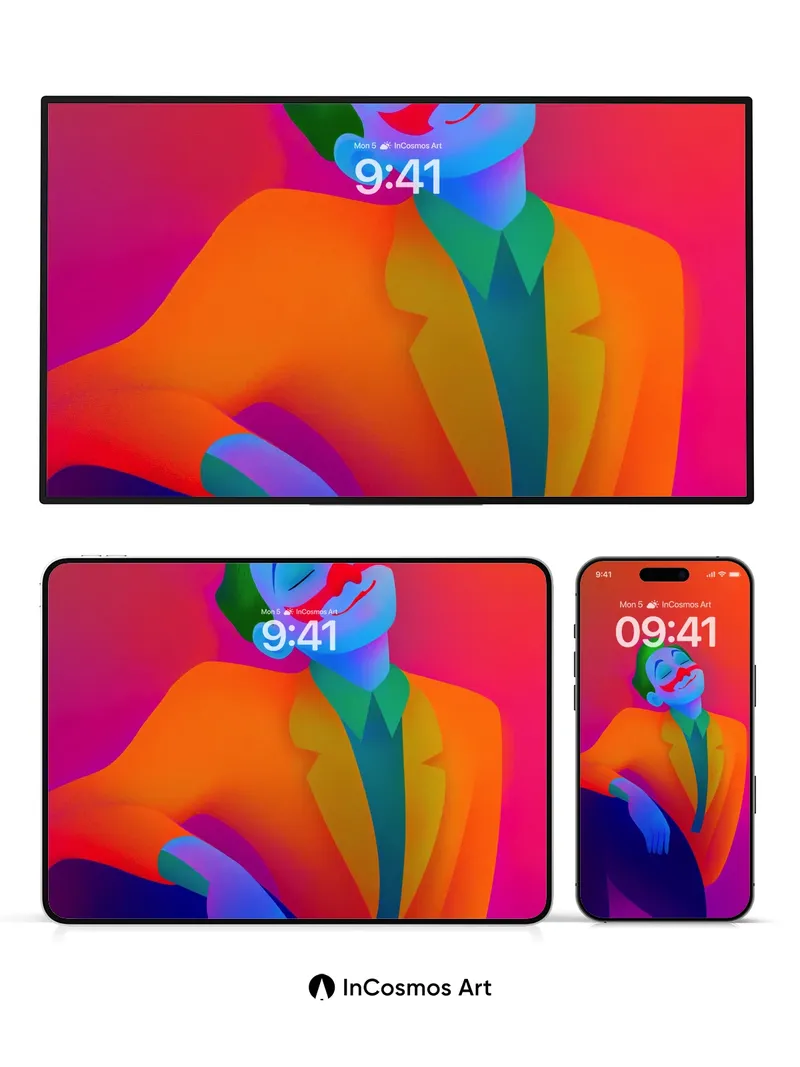 Neon Serenity Wallpaper with Joker's Smile