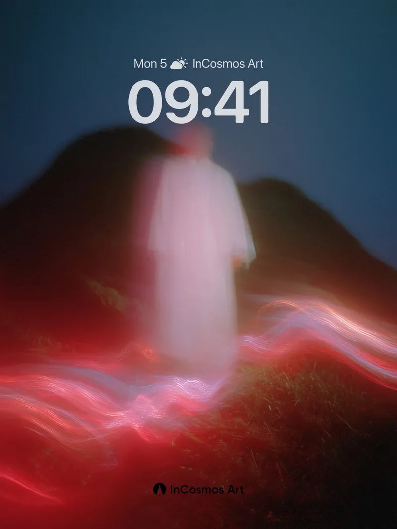 Ethereal Veil Wallpaper with Crimson Currents wallpaper for iPhone, iPad & Mac
