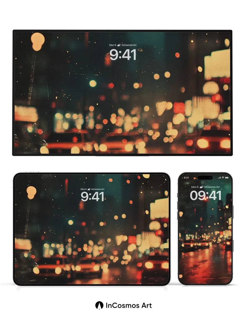 Neon Rain Wallpaper with City Pulse