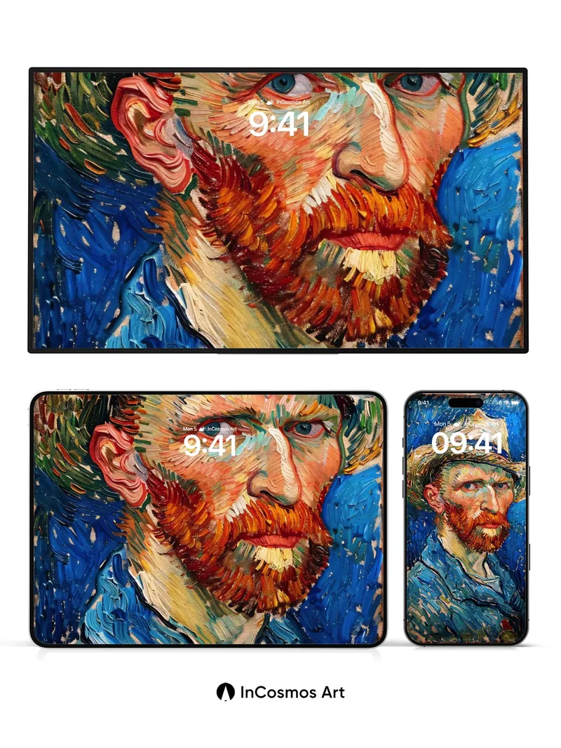 Turquoise Storm Wallpaper with Van Gogh's Brushfire