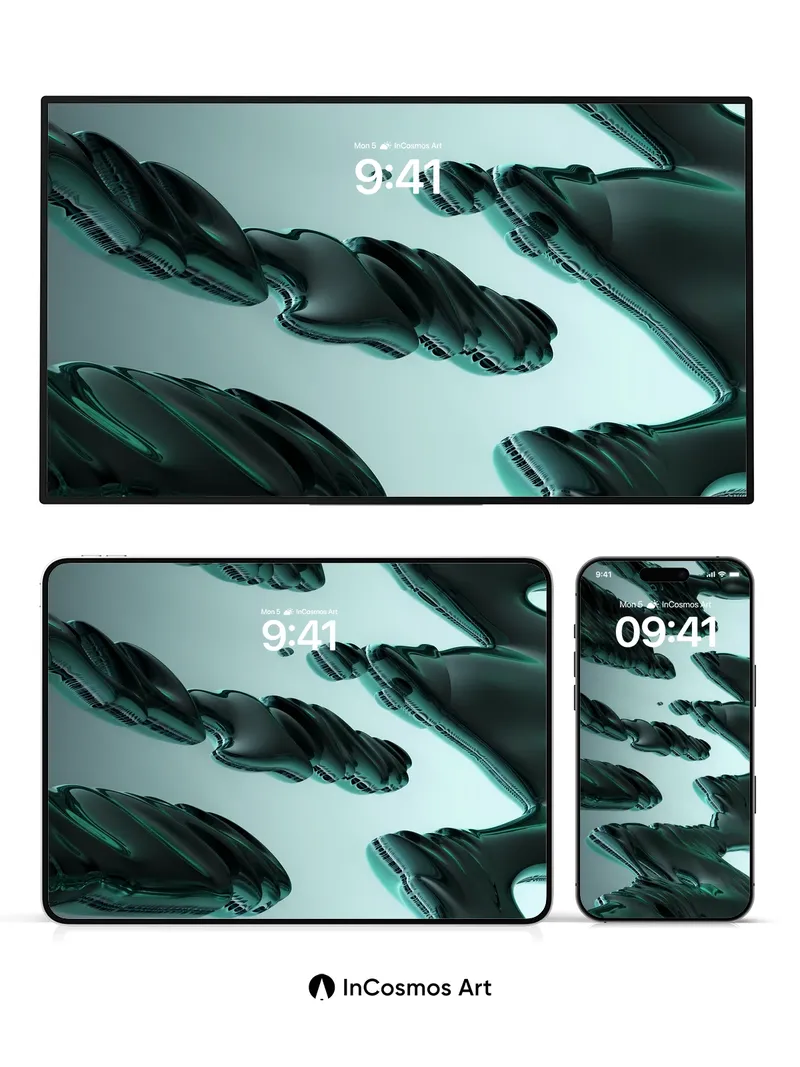 Liquid Shadow Wallpaper with Floating Forms