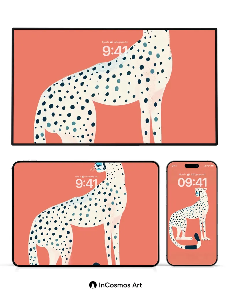 Serene Leopard Wallpaper with Polka Dot Grace