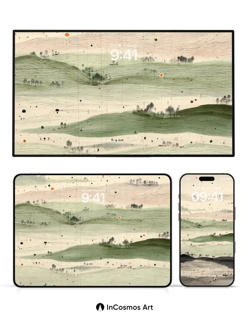 Layered Hills Wallpaper with Soft Gradient