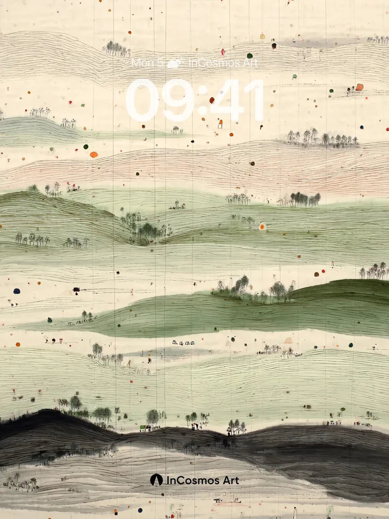 Layered Hills Wallpaper with Soft Gradient