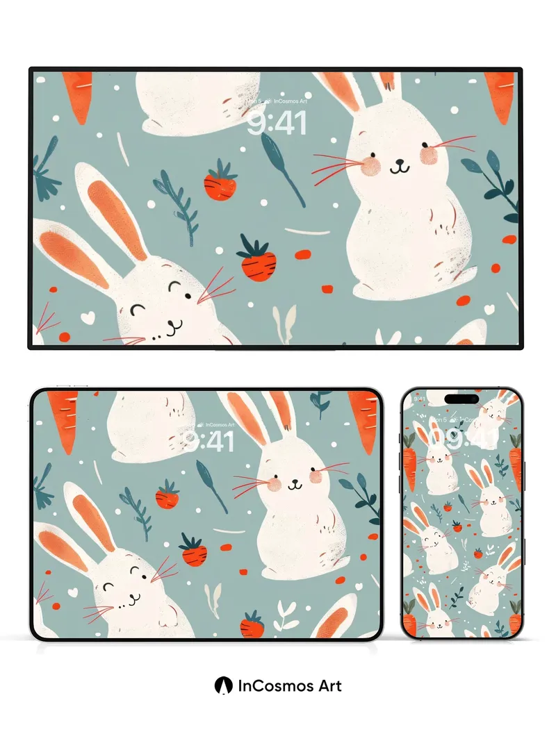 Whimsical Bunny Wallpaper with Carrot Whispers