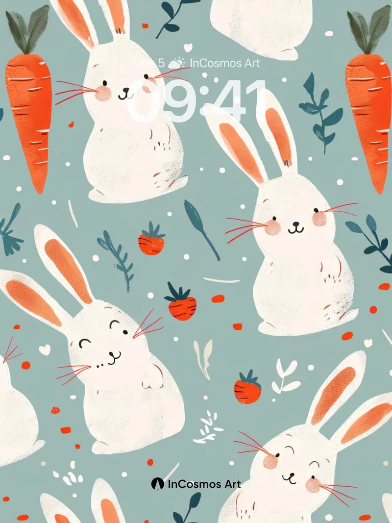 Whimsical Bunny Wallpaper with Carrot Whispers