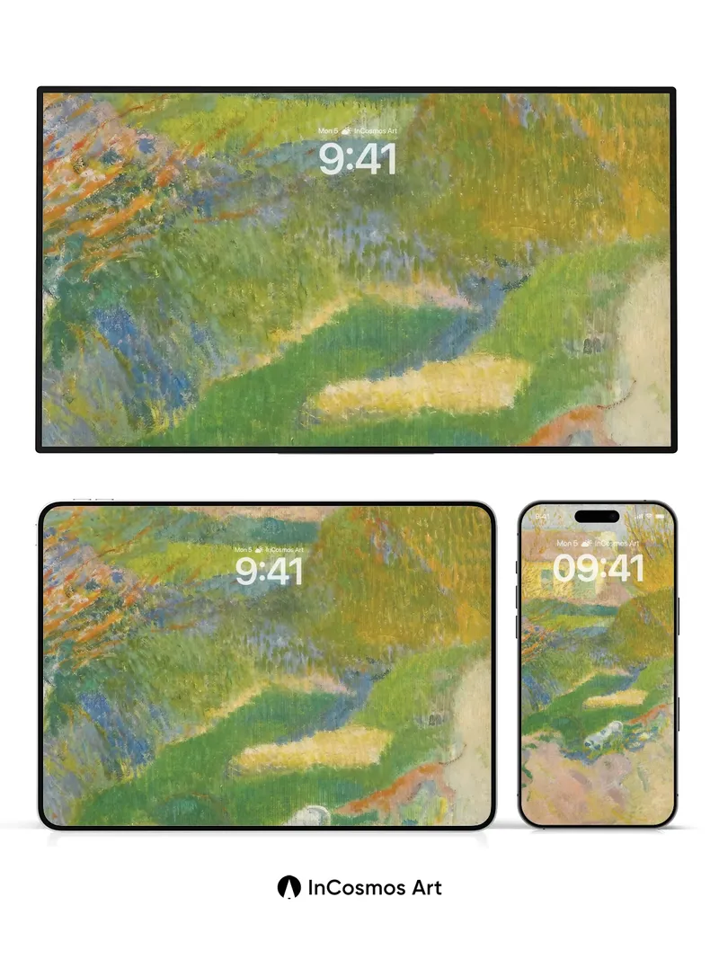 Sunlit Garden Wallpaper with Impressionist Brushwork